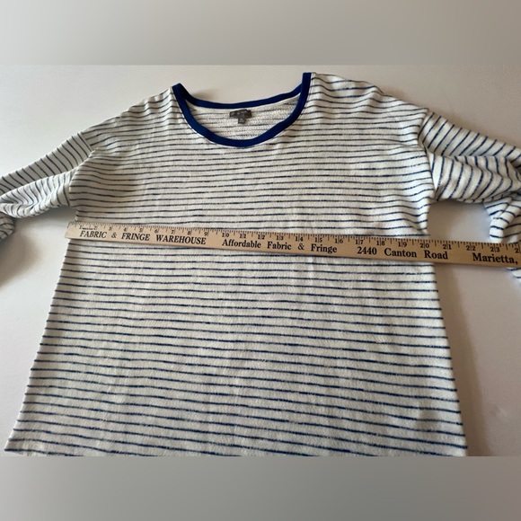 T FOR TALBOTS  MEDIUM PETITE 3/4 LENGTH SLEEVE TEE SHIRT  ROYAL BLUE NECKLINE - Picture 6 of 8